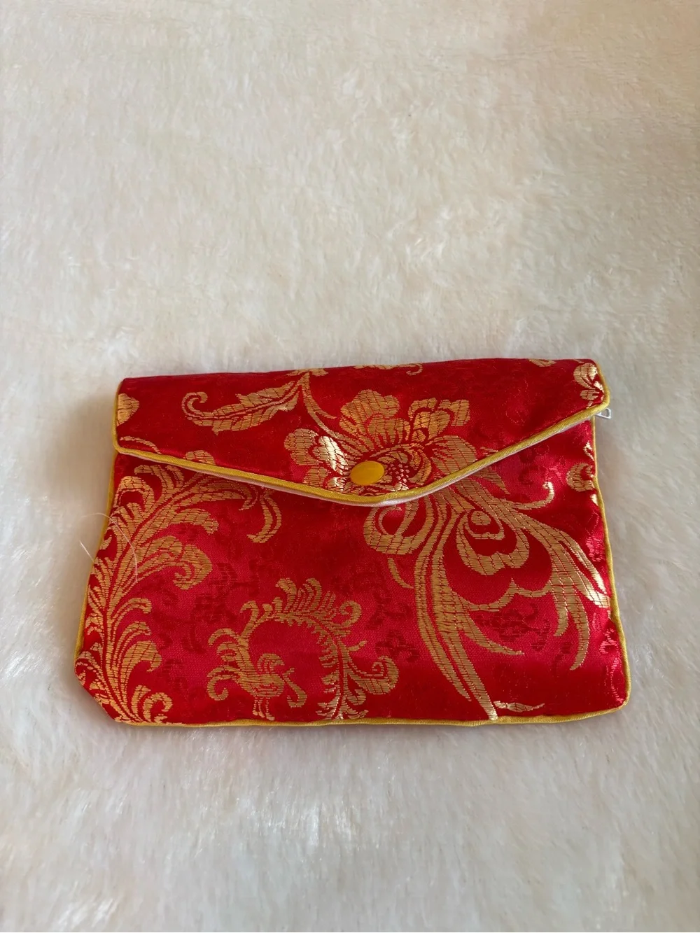 Red Floral Brocade jewelry pouches Envelope Clutch style -